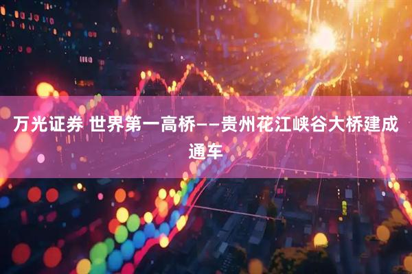 万光证券 世界第一高桥——贵州花江峡谷大桥建成通车