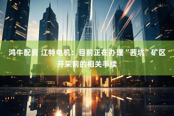 鸿牛配资 江特电机：目前正在办理“茜坑”矿区开采前的相关手续